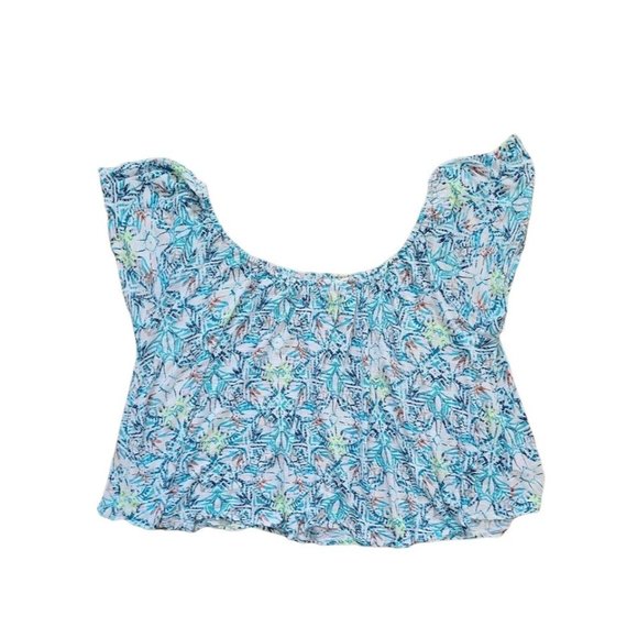 Aeropostale Blue Floral Print Off the Shoulder Blouse - Picture 1 of 6